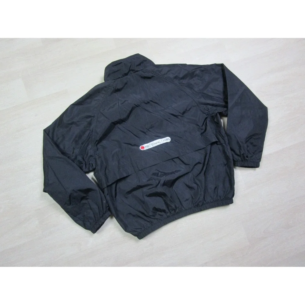 Vintage 90s‎ Nike Tennis Camps Black Windbreaker Jacket (S) Youth Size EUC